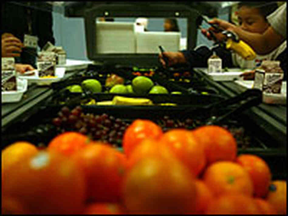 Children take their turn at the salad bar