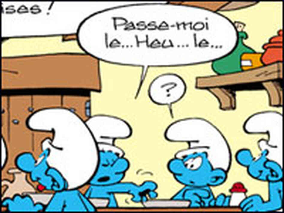 A panel from Peyo's comic "The Smurf Financier."