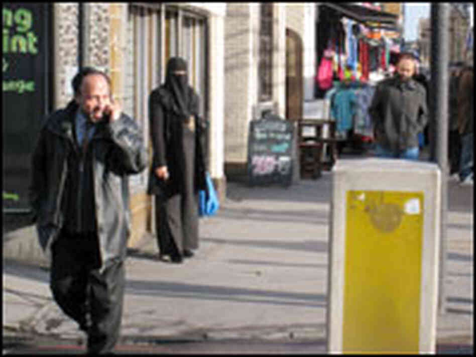 Woman wearing full face veil, the niqab.
