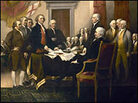 The Founding Fathers are depicted in the painting 'Declaration of Independence.' The Founding Fathers are depicted in the painting 'Declaration of Independence.'