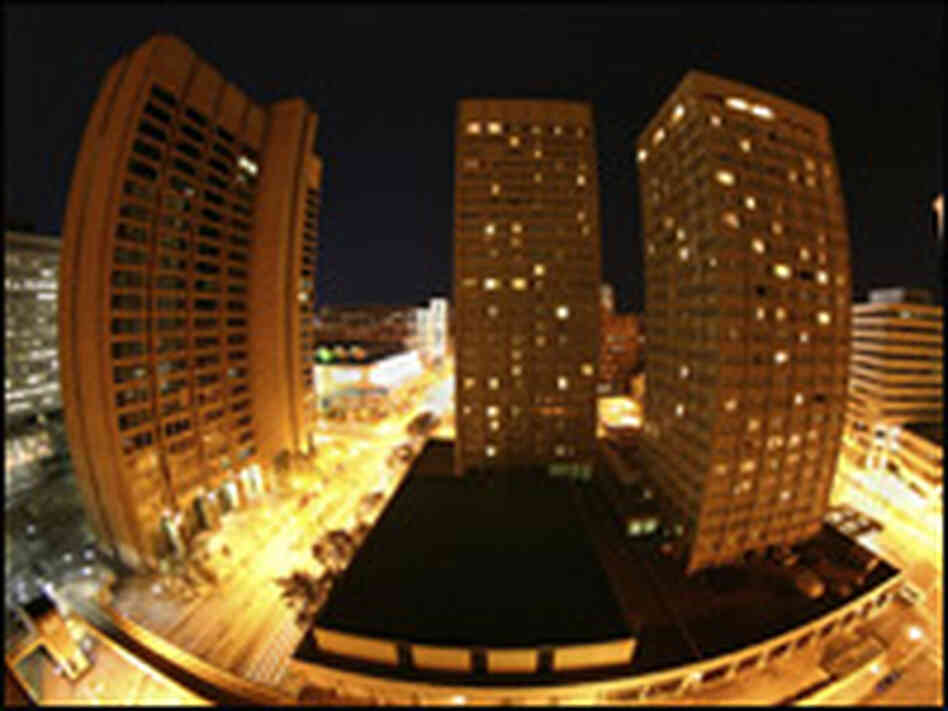 Downtown Baltimore at night. Downtown Baltimore at night.