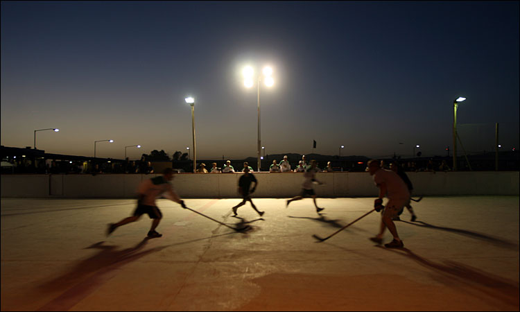 Canadians playing hockey