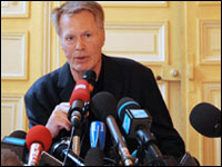 French author Jean-Marie Gustave Le Clezio gives a news conference in Paris after winning the 2008 Nobel Prize in literature. The Swedish Academy hailed Le Clezio as an 