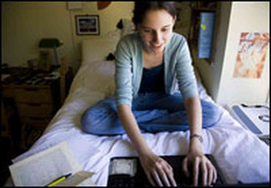 Emily studies in her dorm room at Pacific Lutheran University.
