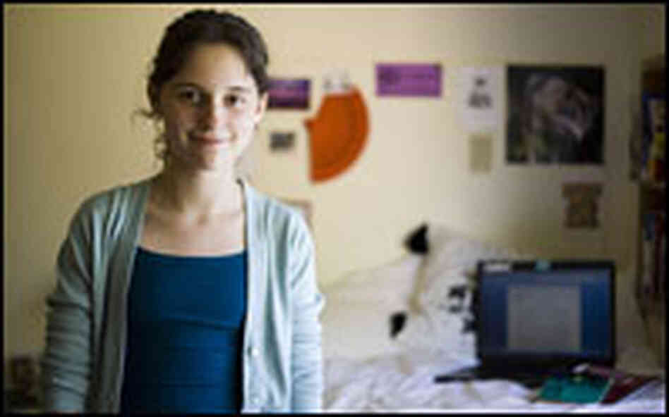 Emily poses in her dorm room at Pacific Lutheran University