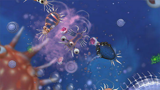 'Spore' starts out in primitive waters, where players eat algae and try not to get eaten.