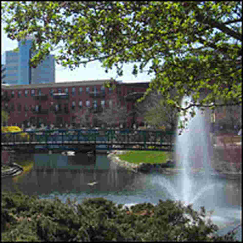 Fountain and greenery in Kalamazoo