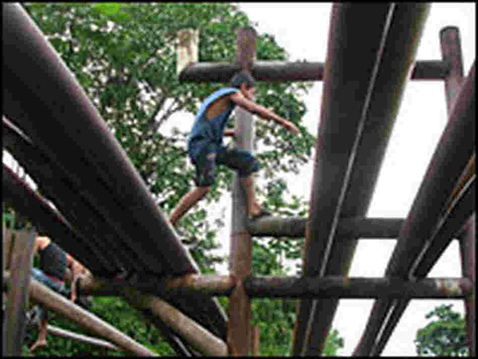 Children now use oil pipelines as makeshift jungle gyms.