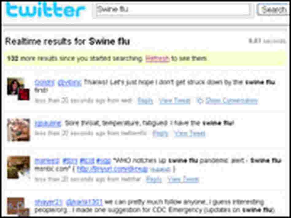 Twitter's swine flu search results