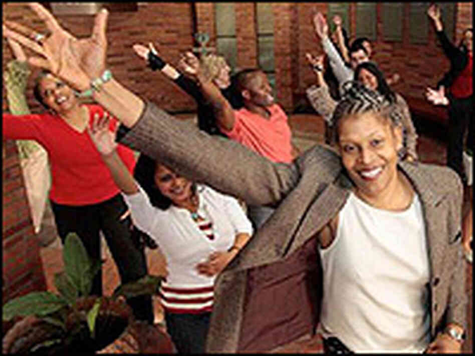 Dr. Toni Yancey leads a physical activity break class.