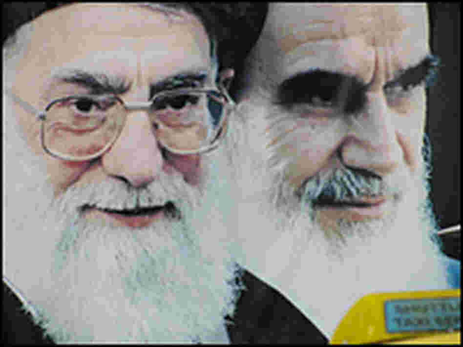 Billboards, poster and office portraits in Iran often feature Khamenei alongside the revolutionary l