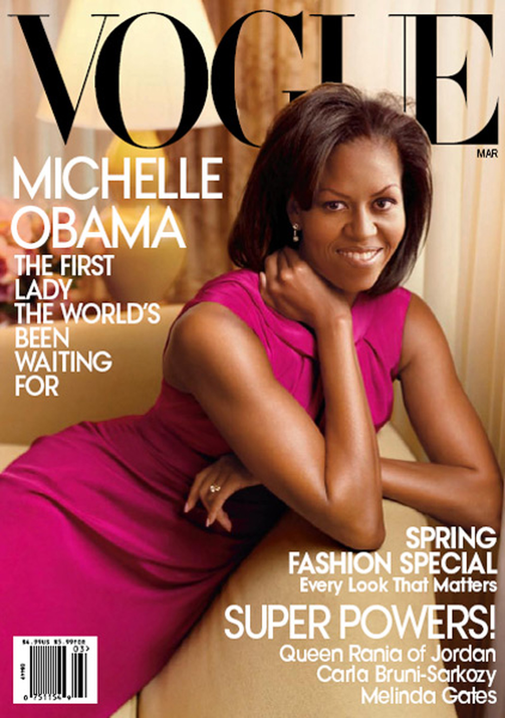First lady Michelle Obama graces the March cover of 'Vogue'