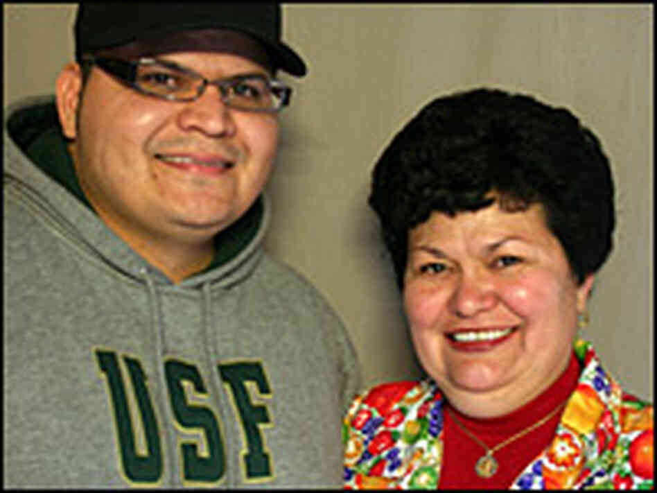 Lourdes Villanueva and her son Roger at a StoryCorps in Tampa, Fla.