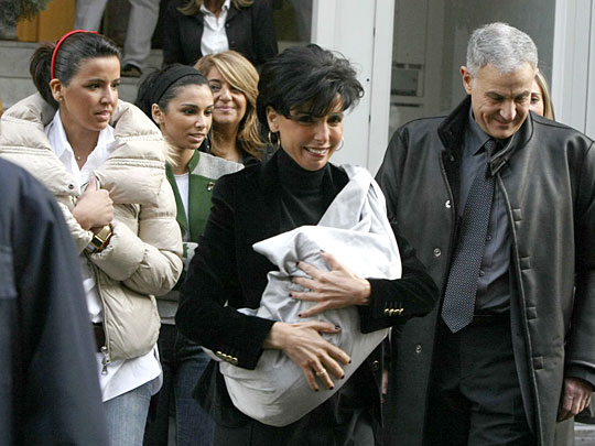 French Justice Minister Rachida Dati leaves private hospital in Paris.