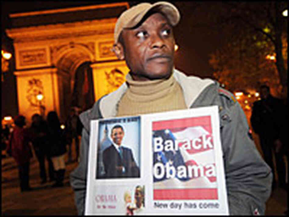 Supporters of Democrat Barack Obama celebrate his victory in the U.S. presidential election during a
