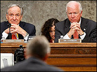 Sens. Tom Harkin (left) and Saxby Chambliss listen during Tom Vilsack's hearing. Sens. Tom Harkin (left) and Saxby Chambliss listen during Tom Vilsack's hearing.