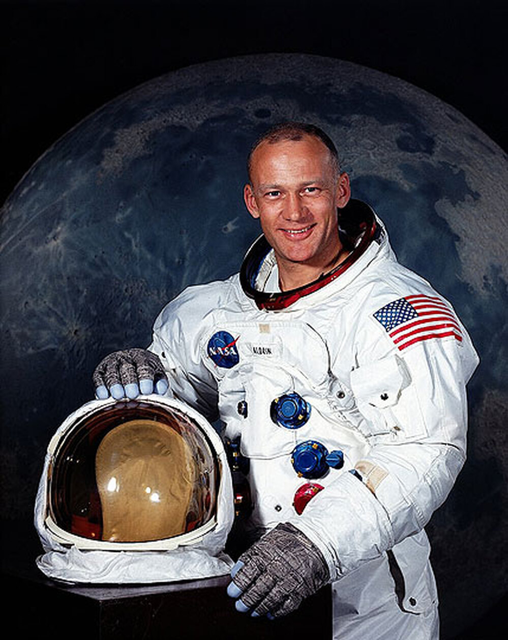 A portrait of Buzz Aldrin in 1969.