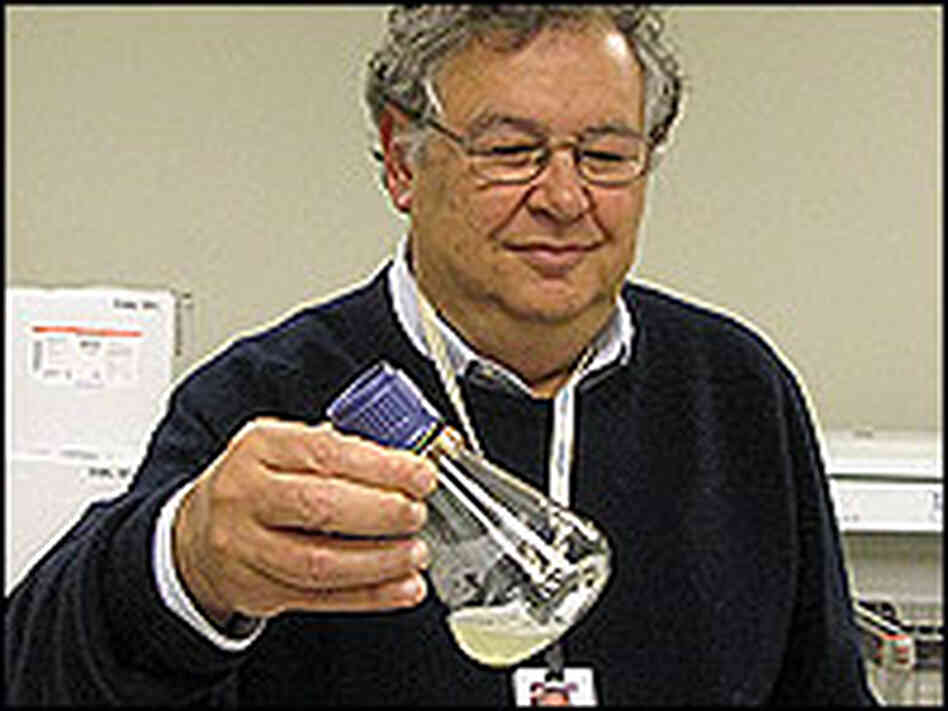 Jerry Sadoff, of Aeras Global TB Vaccine Foundation, holds a beaker of bacteria Jerry Sadoff, of Aeras Global TB Vaccine Foundation, holds a beaker of bacteria