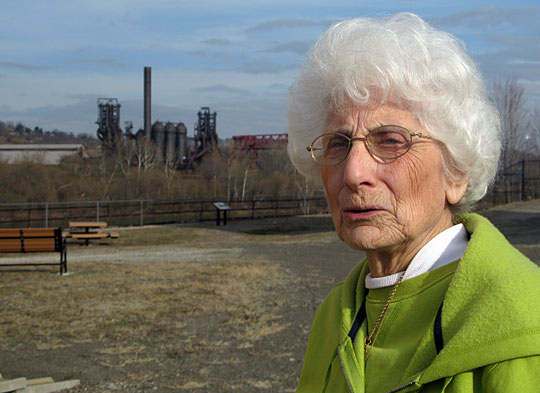 Betty Esper spent 36 years working at U.S. Steels Homestead Works. The mill closed in the 1980s. A few years later, Esper began her second career as Homesteads mayor. Photo (c) David Green/NPR 