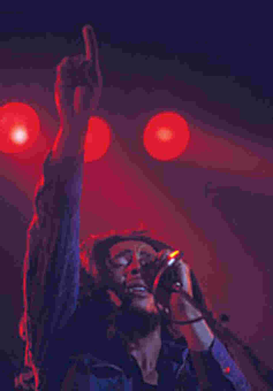 Bob Marley in concert during the Exodus Tour. Paris, France, May 1977.