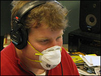 ATC staffer Gabe O'Connor wearing a face mask.