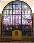 Stained glass by Grant Wood at the Veterans Memorial Building in Cedar Rapids, Iowa