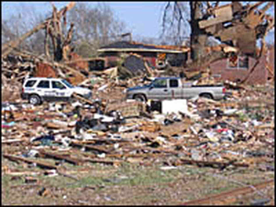 Tornados cut through the Aldridge Grove community in Lawrence County, Ala.