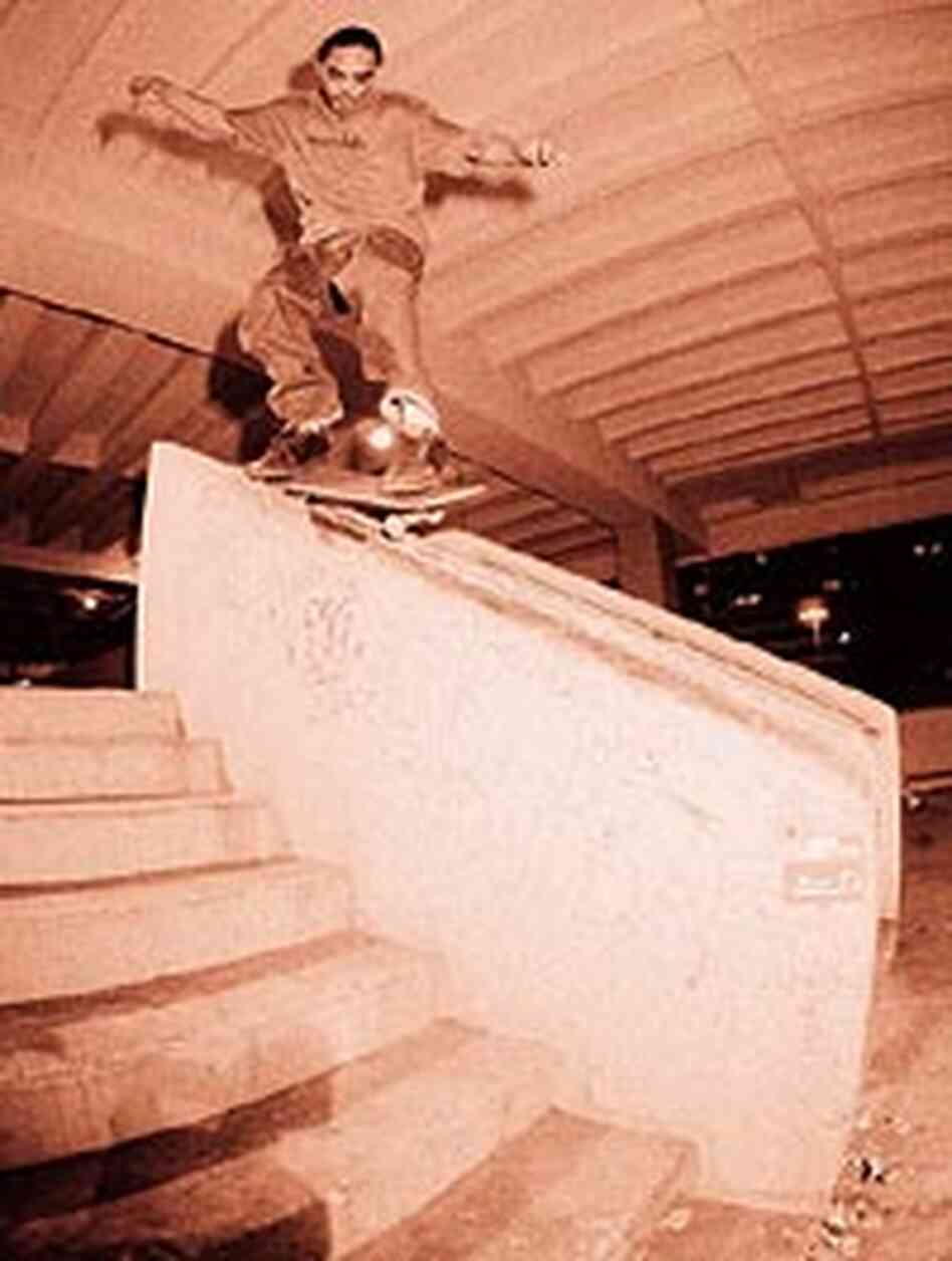 Jeron Wilson negotiates a stairwell. Jeron Wilson negotiates a stairwell.