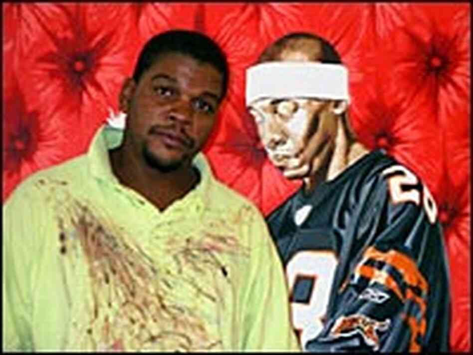 Kehinde Wiley with one of his b-boy canvases. Kehinde Wiley with one of his b-boy canvases.