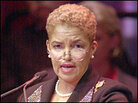 Franklin gives her inaugural address January 7, 2002, in Atlanta. Franklin gives her inaugural address January 7, 2002, in Atlanta.