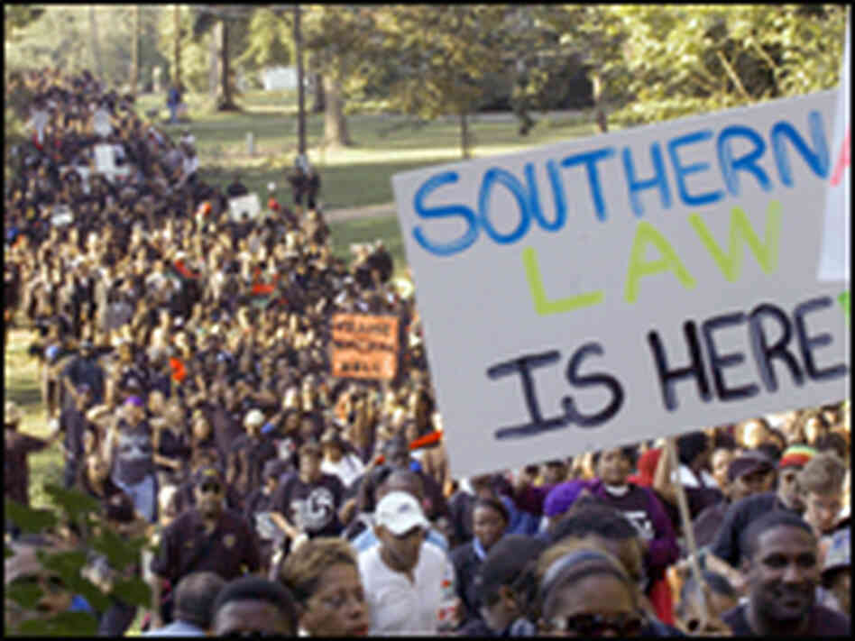 Protesters march through Jena, La. Protesters march through Jena, La.
