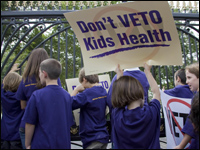 Kids protest in front of the White House.