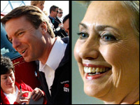 Sens. John Edwards and Hillary Clinton