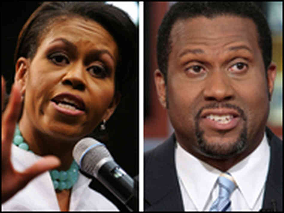 Michelle Obama, (left), and Tavis Smiley, (right) Michelle Obama, (left), and Tavis Smiley, (right)
