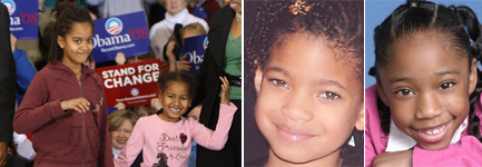 Malia and Sasha Obama and Willow Smith and Jamia Simone Nash