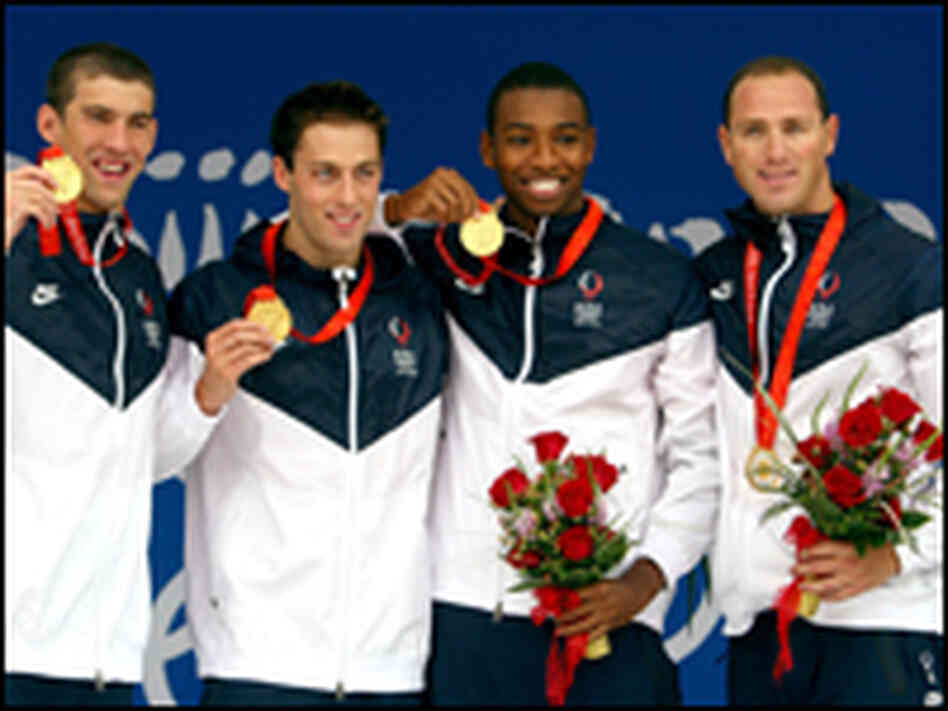 Michael Phelps, Garrett Weber-Gale, Cullen Jones, Jason Lezak Michael Phelps, Garrett Weber-Gale, Cullen Jones, Jason Lezak