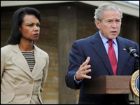 Condi Rice and George W. Bush
