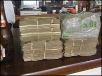Stack of money.