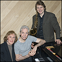 Marian McPartland with Charlie Watts (center) and Tim Ries