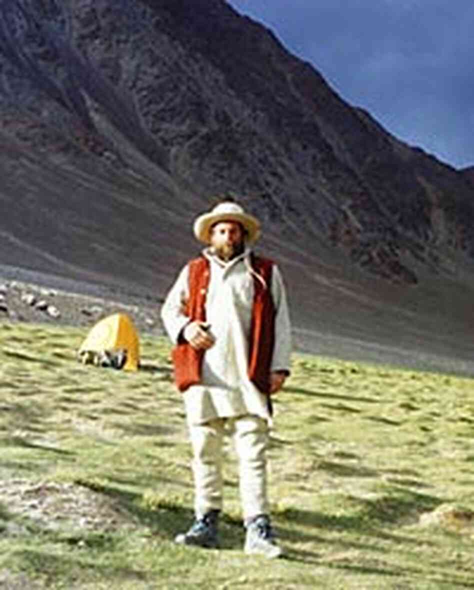 The explorer and historian at a remote camp site high on the Tibetan Plateau. The explorer and historian at a remote camp site high on the Tibetan Plateau.