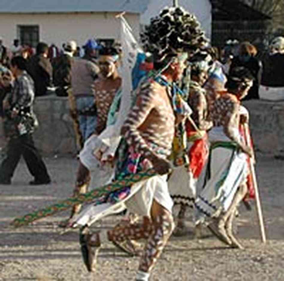 Dancing in the church plaza in Norogachi, Mexico.