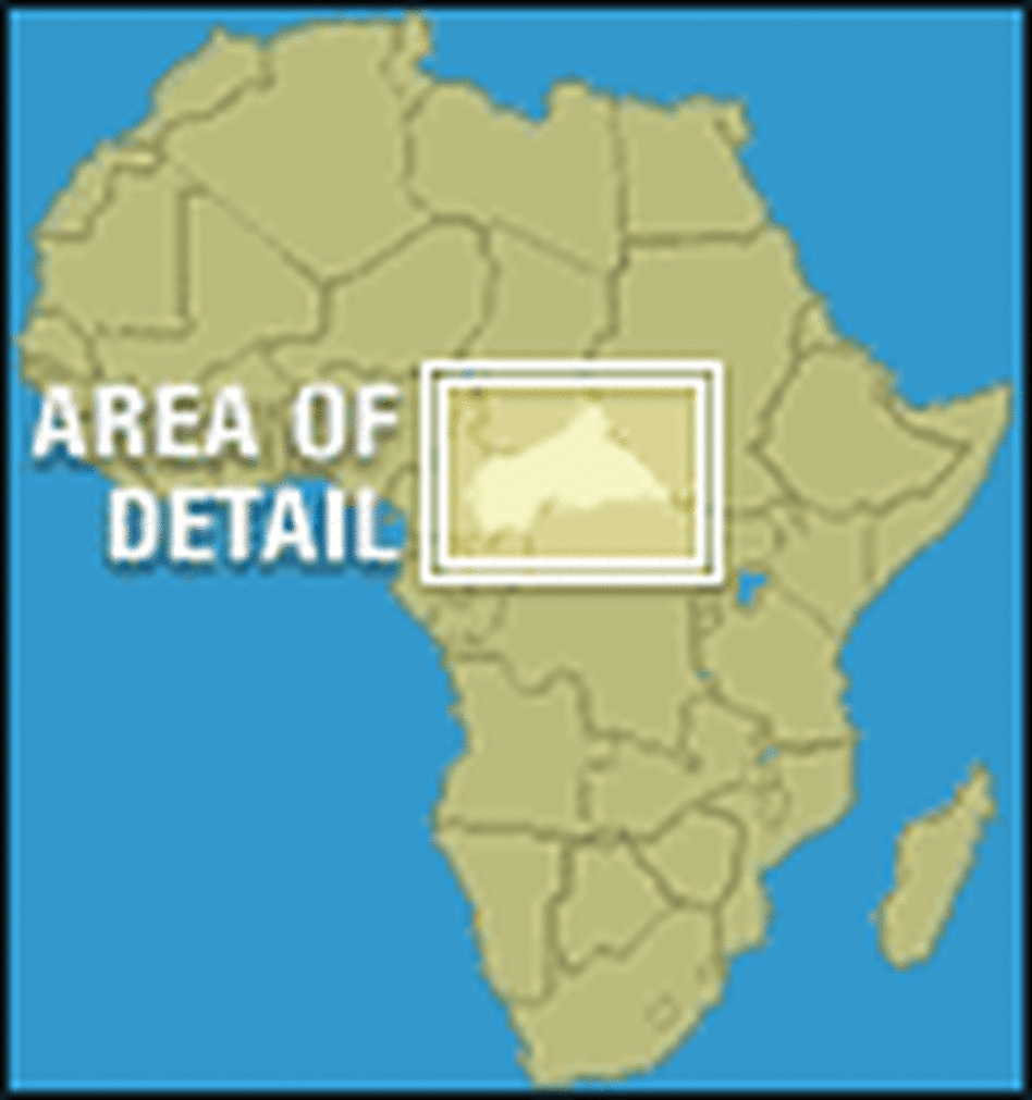 Map of Africa showing the location of the Cental African Republic Map of Africa showing the location of the Cental African Republic
