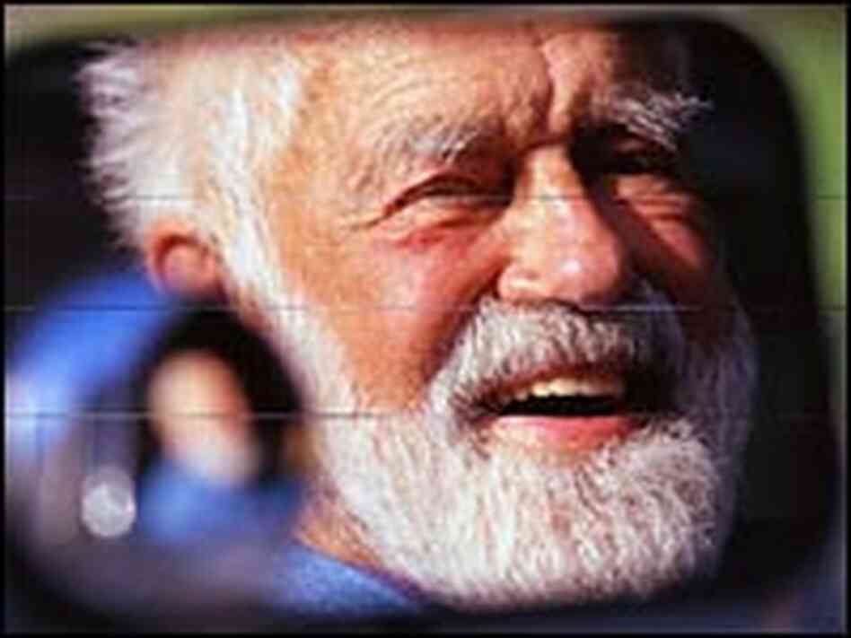 Norman Vaughn reflected in his pickup truck's side mirror in Trapper Creek, Alaska, 1999. Norman Vaughn reflected in his pickup truck's side mirror in Trapper Creek, Alaska, 1999.
