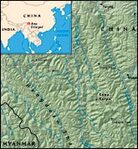 Map of Yunnan Province area, China