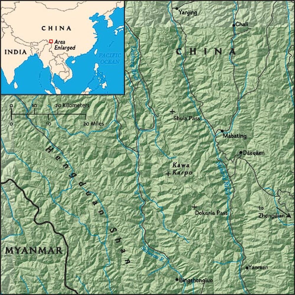 Map of Yunnan Province area, China