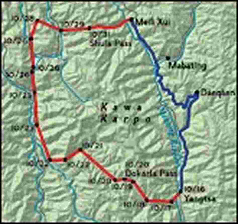 Map of Kawakarpo pilgrimage route