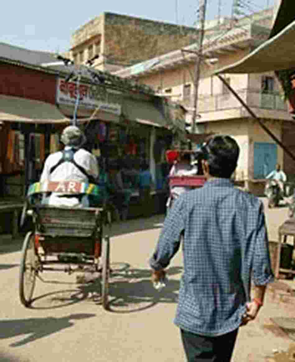 Taking a rickshaw ride is one of the quickest ways to travel through Vrindavan's narrow streets.