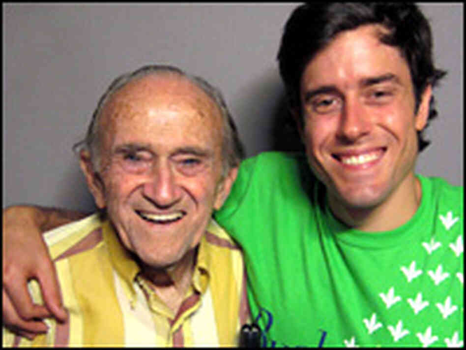 William Jacobs, left, and his grandson, Seth Fleischauer, spoke at the StoryCorps booth. William Jacobs, left, and his grandson, Seth Fleischauer, spoke at the StoryCorps booth.
