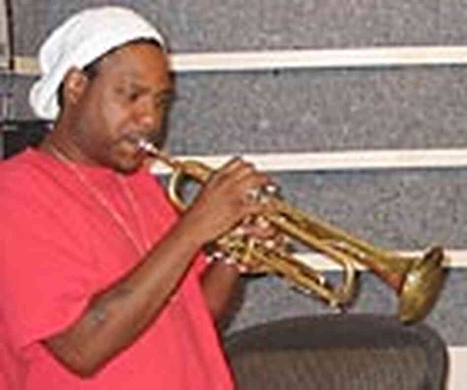 Russell Gunn plays his horn at NPR West in Los Angeles, Calif. Russell Gunn plays his horn at NPR West in Los Angeles, Calif.