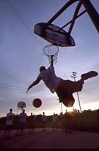 Sunset basketball at Sims Bayou Park, Houston, Texas.